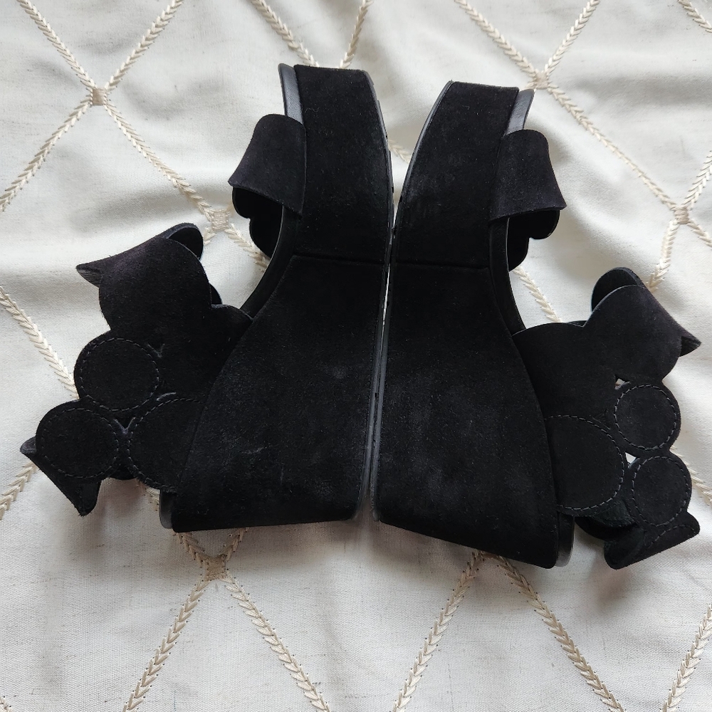 Pedro Garcia Black Suede Scalloped Dyane Wedge Sandals  36.5 - Picture 5 of 7